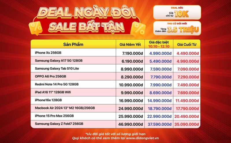 iFan và SamFan cùng săn sale 10/10: Loạt flagship giảm không tưởng, phụ kiện chỉ từ 10 nghìn đồng