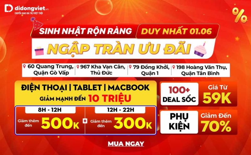 iPhone cũ giá rẻ, nhiều mẫu đang được trợ giá cực sâu tại Di Động Việt